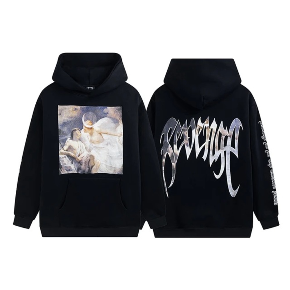 Revenge Angel Black Hoodie Graphic Print Sweatshirt